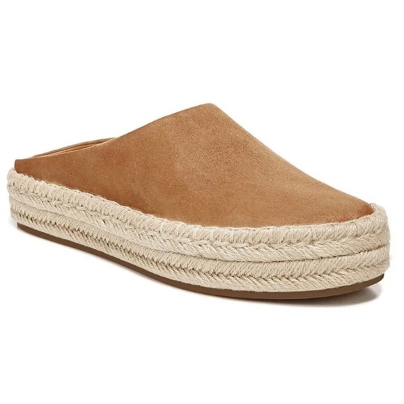 VINCE Ulla Hemp Leather Espadrille Platform Tan Mules SIZE 9.5 NWOT $230. NICE! - Picture 2 of 12